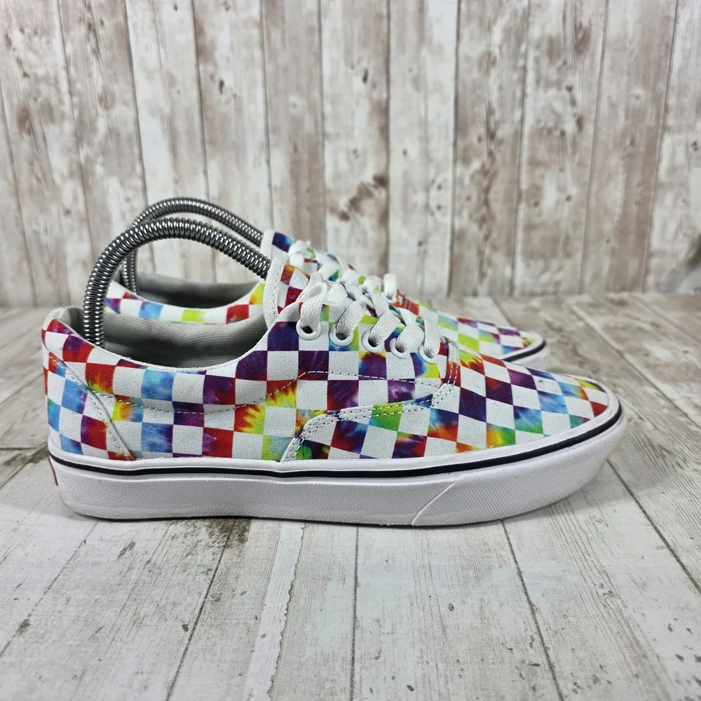Vans Era ComfyCush Tie Dye Checkerboard Low Top Sneakers Mens 6.5 Womens 8.0